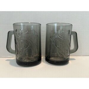 Vintage 1970's McDonald's Smoke Gray Glass Mugs Set Of 2